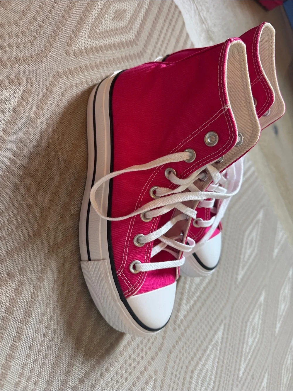 High-Top Canvas Sneakers in Bright Pink Size 6- Never worn